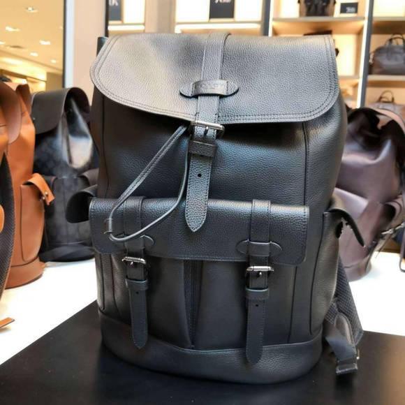 Coach Other - Coach Men PEBBLE LEATHER Hudson Black Backpack